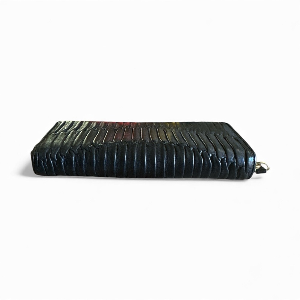 Coach Madison Gathered Leather Black Accordion Zip Wallet EUC - Picture 4 of 6